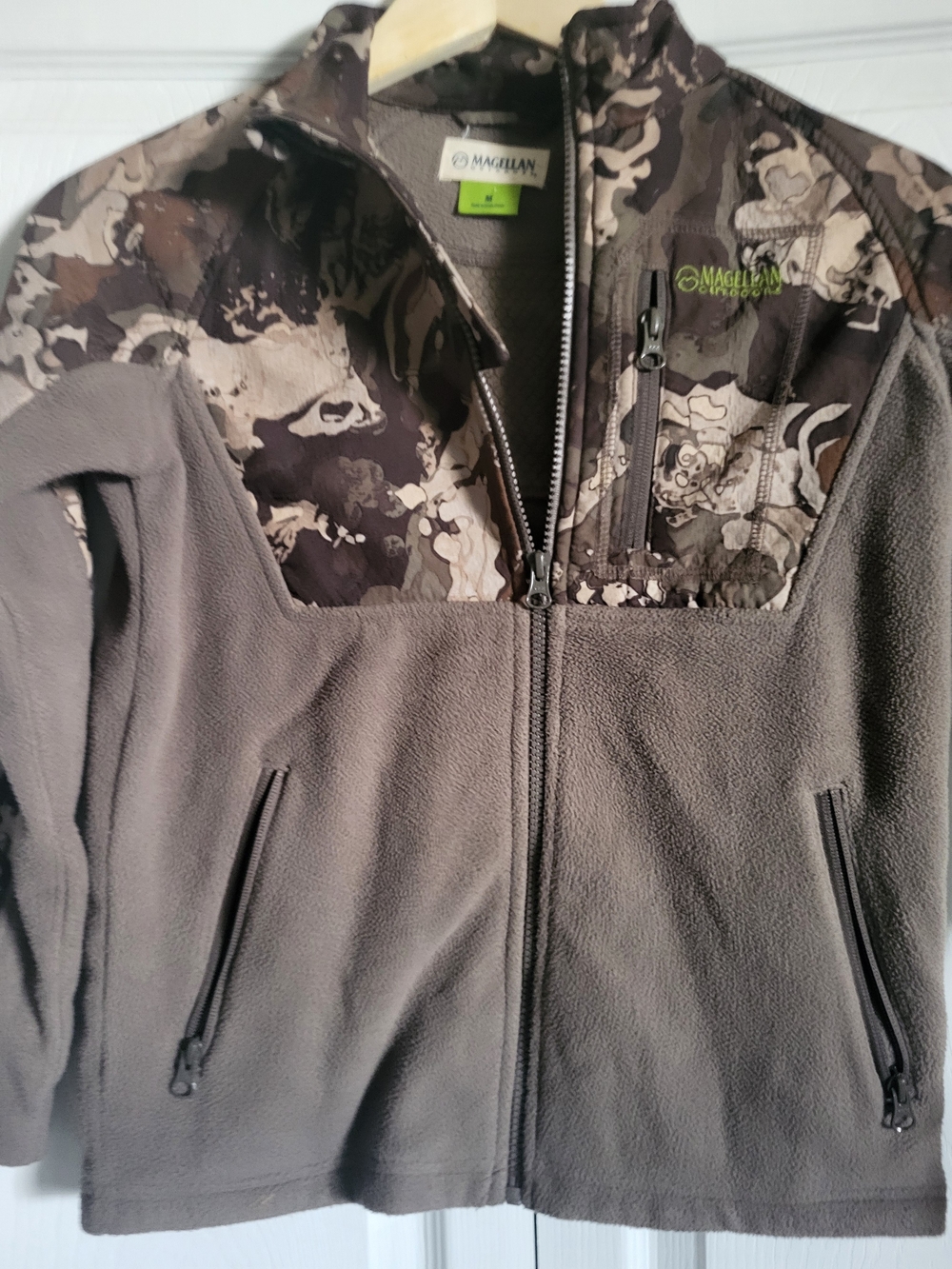 Magellan Outdoors Kid's Brown Fleece Jacket with Camo Accents